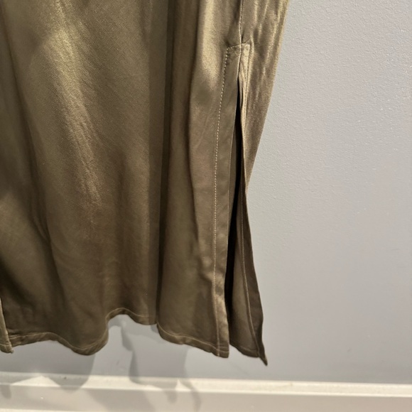 Michael Stars Nadia Mixed Fabric Satin Midi Dress in Olive Green, Size S - Picture 8 of 12